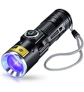 DARKDAWN UV 365nm Black Light Flashlights USB Rechargeable, Wood's Lamp Ultraviolet LED Portable ...