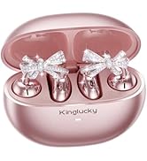 Kinglucky Jewelry-Inspired Clip-On Earbuds with Bow Earrings, Comfortable Fit & 50H Playtime Open...