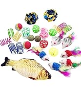 QUVOVID Cat Toys 27 Packs Combo Set, Cat Catnip Fish and Ball Toy, Cat Bell Balls Crinkle Balls, ...