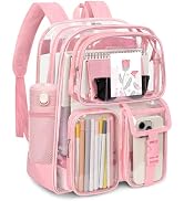 Attmu Clear Backpack, Heavy Duty PVC Transparent Bookbag with Reinforced Strap, Large Capacity Se...