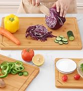 Homaxy Organic Bamboo Cutting Boards Set for Kitchen Set of 3, Wooden Cutting Board Set