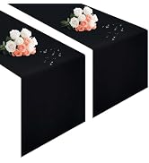 Wolkemer 2 Pieces Waterproof Table Runner Lightweight Fabric, 13x36 Inches | Wipeable Farmhouse R...