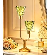 TECHYAP Mid Century Modern Green Table Lamp Vintage Glass Lamp Dimmable | Nightstand Lamp Gold De...