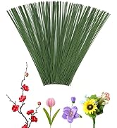 100 PCS FIVEIZERO 26 Gauge Green Floral Wire Stems for Artificial Flower Making,Florist Wire,Flow...