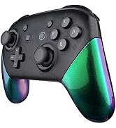 eXtremeRate Chameleon Replacement Handle Grips for Nintendo Switch Pro Controller, Green Purple D...