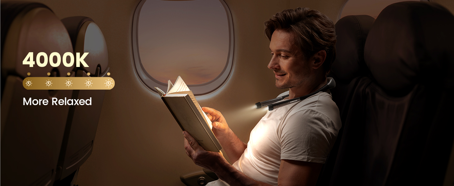 Glocusent Neck Light Book Light for Bedtime Reading Neck Reading Light