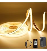 AXMOTUT COB LED Strip Light Warm White, High Bright LED Strips with 2400LEDs, RF Remote and UL Po...