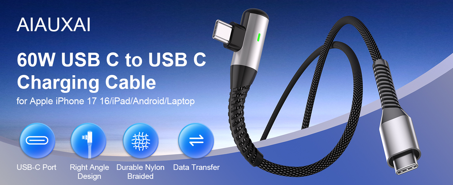 usb c cable Long 16ft 90 Degree c to c charging cable