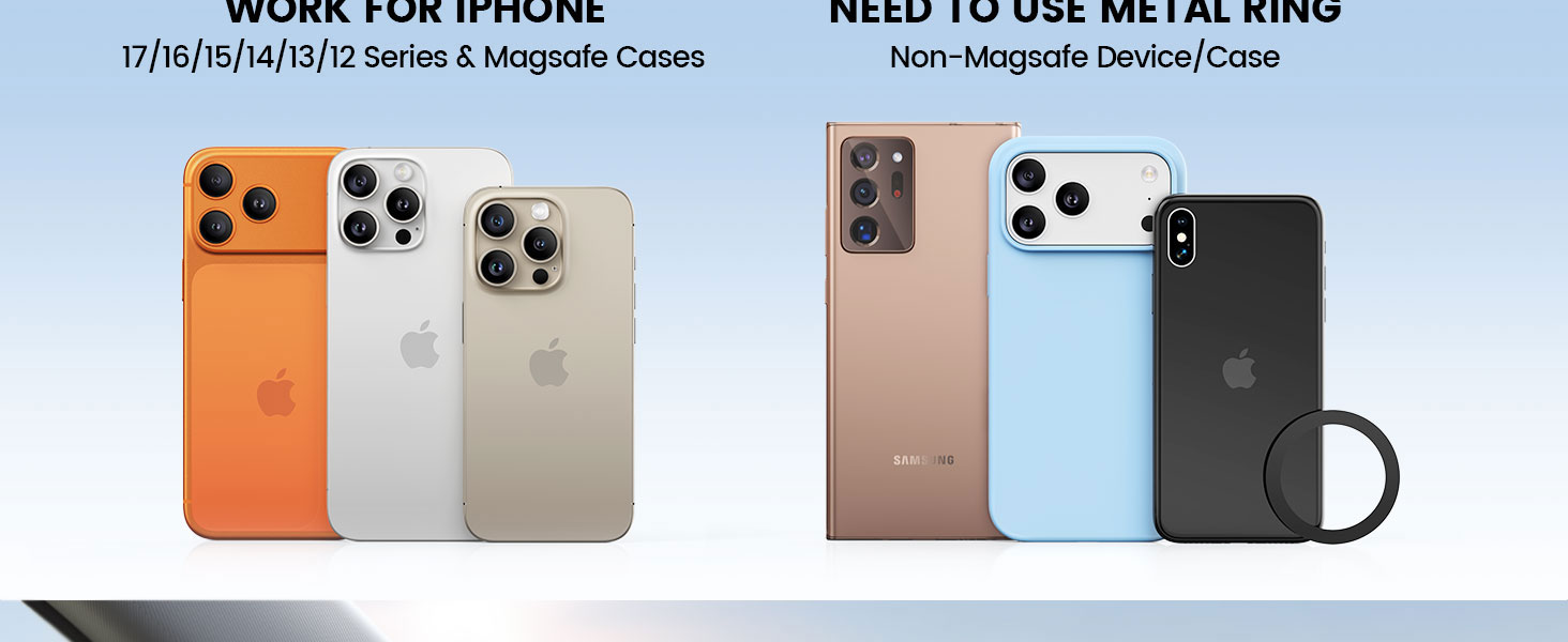 WORK FOR IPHONE 17/16/15/14/13/12 Series & Magsafe Cases
