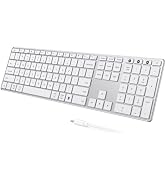 seenda SK64-3 Rechargeable Bluetooth Keyboard, 3-Device, White Silver | Connects to 3 devices, fu...