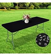 Wolkemer Rectangle Waterproof Fitted Tablecloth 30x72 Inch (6 Foot) - Windproof Washable Polyeste...