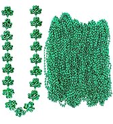 4E's Novelty St Patricks Day Beads Necklace Bulk (72 Pack) Shamrock Green Beads - St. Patrick's D...