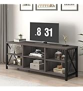 LVB Gray TV Stand for 75 Inch TV, Long Rustic Wood Entertainment Center, Large Farmhouse Media tv...