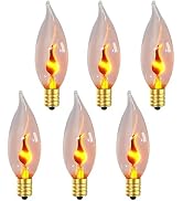 Hompavo Upgraded Flame Light Bulbs, E12 Candelabra Small Base, Clear Glass Flickering Fire Bulb f...