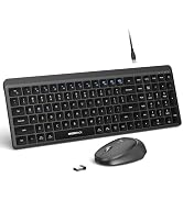 Wireless Keyboard and Mouse Combo for Desktop Mac iPad Bluetooth 2.4 Ghz Rechargeable Silent Clic...