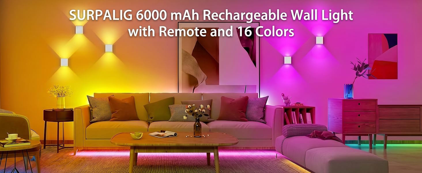 6000mAh Battery Operated Wall Sconce16 Colors
