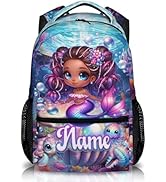 GIHSWE Girls Backpack, Custom 17" Mermaid School Backpacks for Kids Age 6-8, Personalized Aesthet...