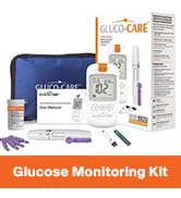 GLUCO-CARE Glucose Monitoring Kit (1 glucometer, 10 test strips, 1 lancing device, 10 lancets, ca...