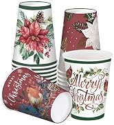 RUSPEPA 12 oz Disposable Paper Coffee Cups - 20 Pack Christmas Flower & Robin Design, Thickened P...