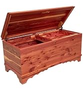 Rustic Red Door Co. Cedar Hope Chest with Waterfall Top – Amish Made Storage Chest w/Anti-Slam Hi...