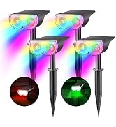 Consciot Solar Spot Lights Outdoor, 16 LEDs IP67 Waterproof Color Changing Solar Outdoor Lights, ...