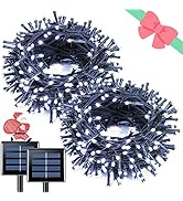 JMEXSUSS 2 Pack Solar String Lights Outdoor, 100 LED 42.7ft White Solar Lights Outdoor Waterproof...