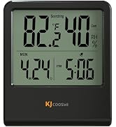Indoor Thermometer Hygrometer with Clock, Dual Comfort Indicator, Black | Indoor temperature and ...