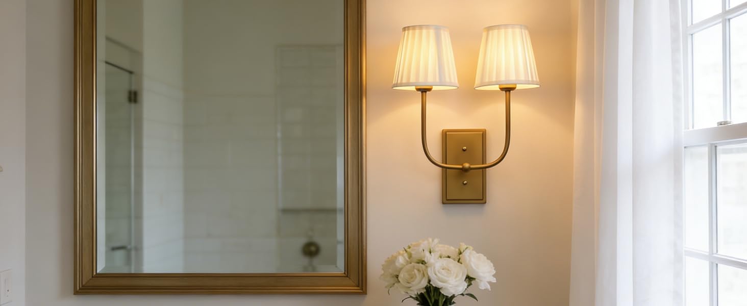 beige pleated fabric wall sconce