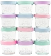 WeeSprout Glass Baby Food Storage Jars w/Lids (4 oz, 12 Pack Set) Snack, Puree, Reusable Small Co...