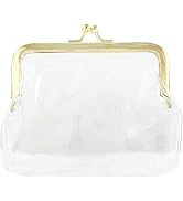 Gold Fashion Kiss Lock Change Pouch,Clear Coin Purse for Women,Transparent Change Purse for Women...