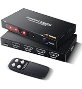 4K HDMI Switch 4 in 1 Out Support Auto Switch, 4K@30Hz HDMI Switcher with Remote, avedio links 4 ...