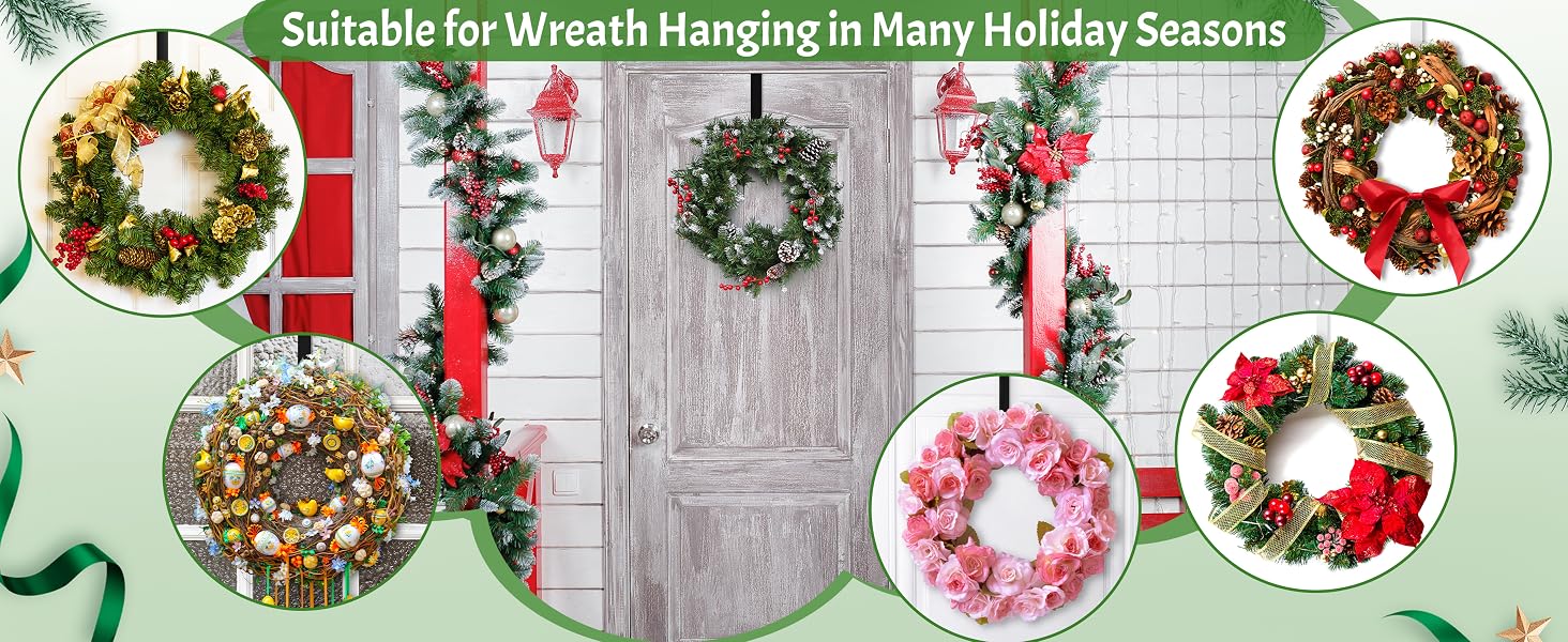 ZningEsxi 12" Wreath Hanger Front Door Wreath Metal Hook for Christmas Halloween Outdoor Hanging