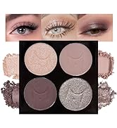 CAKAILA 4 Colors Eyeshadow Makeup Palette,Champagne Nude Pink Dark Brown Highly Pigmented Natural...