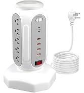 Power Strip Tower 15 Outlets 6 USB Ports, Surge Protector with Colorful Led-Light & PD 30W USB-C ...