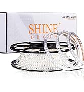 Shine Decor LED Strip Lights Dimmable 50FT/15M, SMD 120LEDs/M 110V-120V AC LED Rope Lights Outdoo...