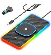 RGB Wireless Car Charging Pad for Magsafe, REESTECQI 15W LED Magnetic Wireless Charger for Car No...
