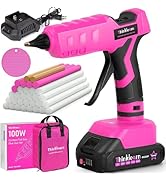 Hot Glue Gun, 20V Pink Cordless Glue Gun with 30 PCS Full Size Glue Sticks, 2Ah Rechargeable Batt...