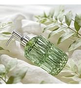 AmazerBath Soap Dispenser, Green Glass Soap Dispenser with Pump Stainless Steel, 14.2OZ Refillabl...