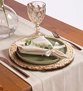 Aofmee 13 inch Round Woven Placemats Set of 6, Boho Rattan Place Mats, Natural Water Hyacinth Tab...