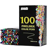 Dyvicl Fineliner Pens, 100 Colors 0.4mm Fineliner Color Pen Set Fine Point Markers Drawing Pens f...
