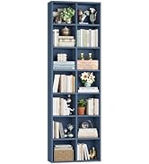 FOTOSOK 71'' Tall Bookshelf with 14 Cubes, 7 Tier Double Wide Bookshelf with 6 Adjustable Shelves...