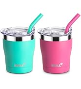 Mollcity Kids Insulated Tumbler with Straw 9 oz Stainless Steel Double Wall Vacuum Coffee Mug Cup...