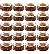 Lawei 20 Pack Wooden Tealight Candle Holder, Wood Votive Tealight Holder Tealight Candlestick for...