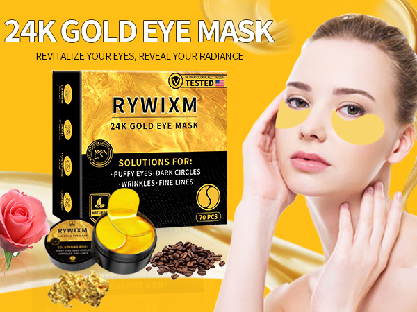 24K Gold Eye Masks for Dark Circles and Puffiness Under Eye Patches for Puffy Eyes Treatment