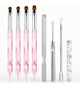 ZJO 4Pcs French Tip Brush for Nails, Dual-Ended Nail Art Brushes Set with Nylon Bristles for Prec...