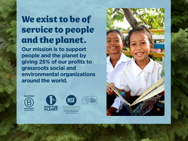 World Centric gives 25% of profits to make the world a better place. Certified B Corp