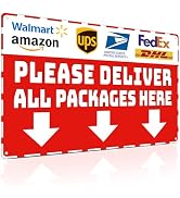 Piemow Package Delivery Metal Sign, Please Deliver All Packages Here, Waterproof & Rustproof Red ...