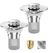 Sink Stopper Hair Catcher, Pop-up Sink Drain Strainer with Removable Stainless Steel Strainer Bas...