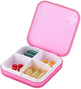 ZDQZC Portable Pill Organizer - Slim Pill Box for Purse or Travel, Compact Pill Case (4 Compartme...