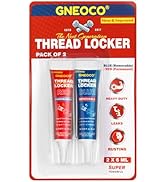 GNEOCO 2 Pack Thread Locker Blue and Red 6mlx2 - Medium and Strong StrengthThreadlocker Metal Glu...